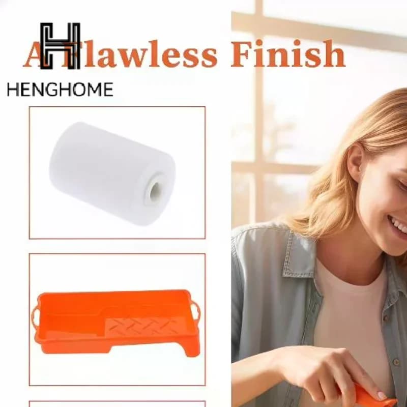 Home Painting Supplies Hardware 6Pcs High-Density Foam Paint Roller Paint Tray Liner Decor Tools 2 Inches Small Paint Roller Kit