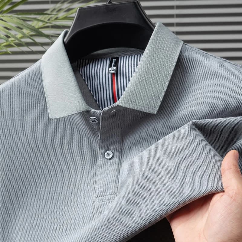 Polo estiva da uomo con colletto, traspirante e antipiega, alla moda, ideale per l'uso quotidiano, lavoro e tempo libero