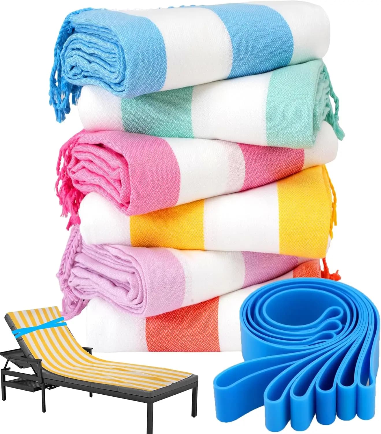 Set di 6 Teli da Spiaggia Oversize ad Asciugatura Rapida, Coperta da Viaggio Extra Large per Piscina, Nuoto, Essenziali per Vacanze Estive