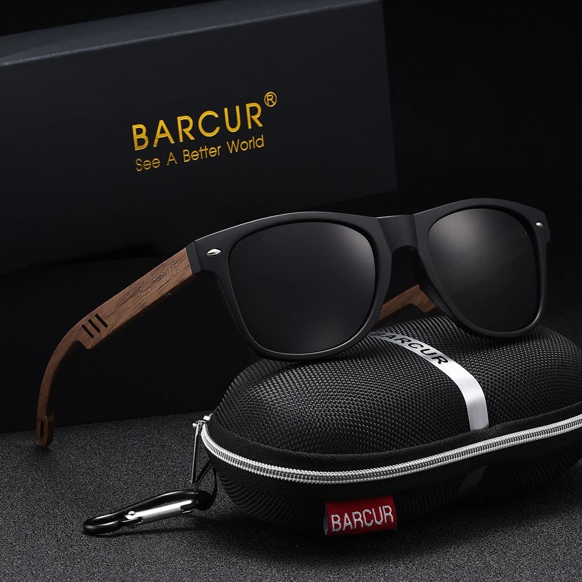 BARCUR 1 PZ Moda Donna Occhiali da sole Lenti polarizzate Legno Leggero Specchio Piede Viaggio Controllo Accessori quotidiani Occhiali da uomo