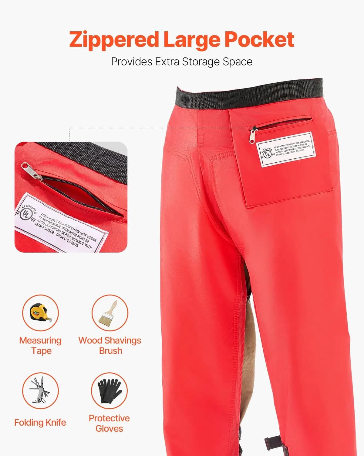 Ghette Protettive per Motosega Stile Grembiule, Classe C, 8 Strati, con Cintura Regolabile e Tasca Porta Attrezzi, per Uomo/Donna