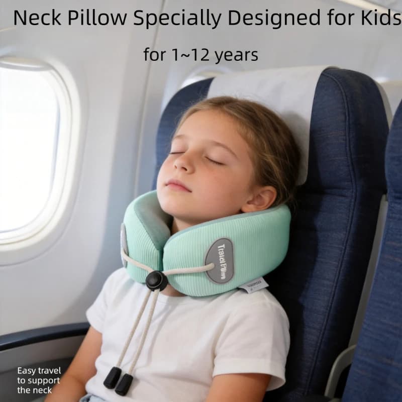 Cuscino da viaggio per bambini a forma di U in memory foam a lento ritorno 360° per pisolini ° Cuscino di supporto per il collo con fodera rimovibile per bambini