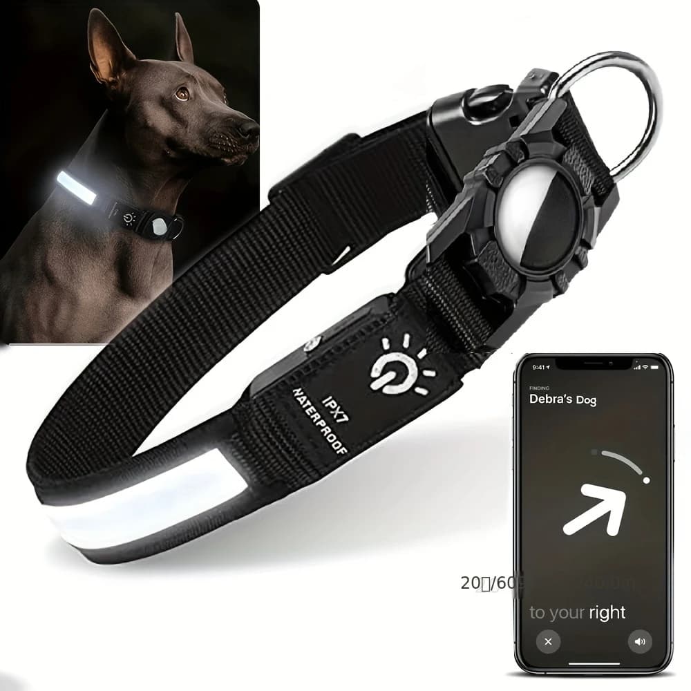 Nuovi collari per animali domestici Led impermeabile per Apple Airtag GPS Finder Light USB Dog Walking Nuoto di notte Tracker Case Accessori per cani