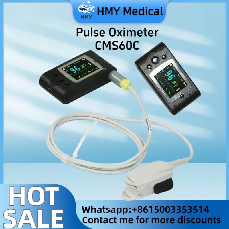 CMS60C Pulsossimetro da Dito per Adulti, Monitor SpO2/Frequenza Cardiaca 24 Ore su 24 con Software per PC