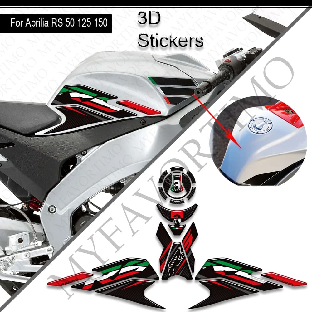 Per Aprilia RS RS4 RSV 50 125 150 GP 1000 R Tappo serbatoio di fabbrica Tappetino serbatoio Manopole bici Gas Olio combustibile Kit adesivi Decalcomanie Protezione
