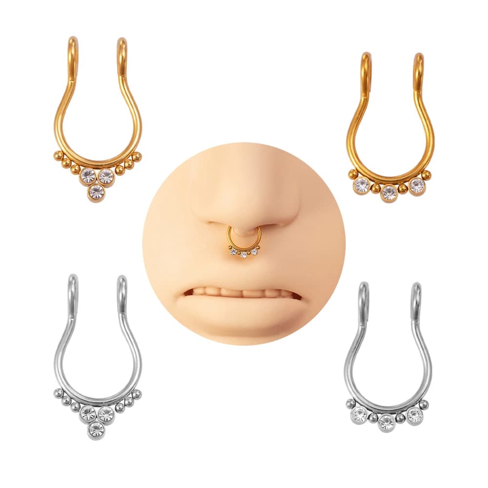 1pc acciaio chirurgico 316L falso anello al naso setto falso naso borchie polsini al naso non penetranti gioielli per il corpo di moda per le donne uomini