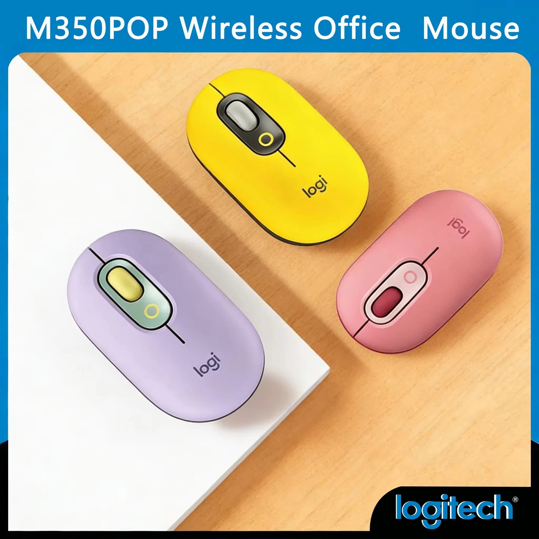 Mouse Wireless Bluetooth Logitech POP M350 Silenzioso ed Ergonomico per Viaggi, Casa, Ufficio, Laptop e PC Portatile
