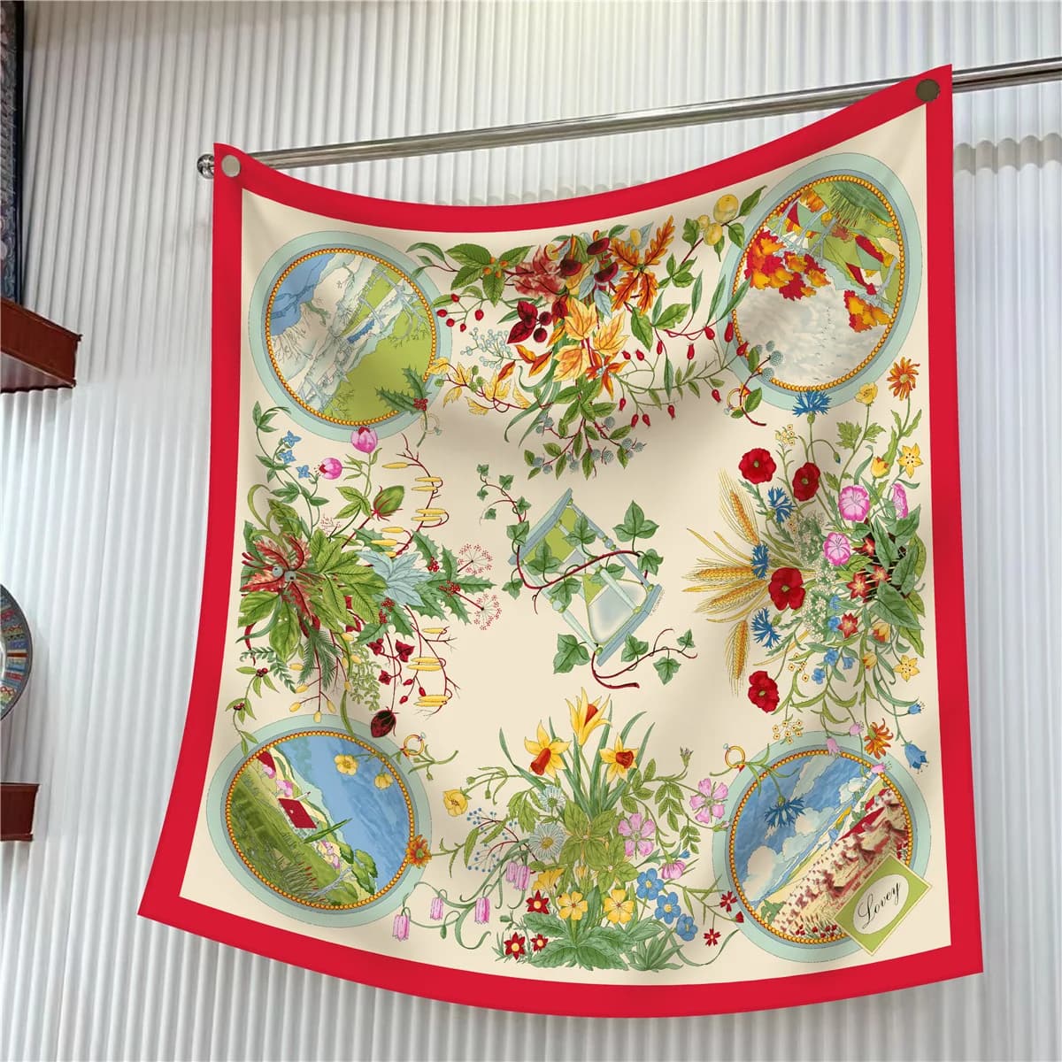 Sciarpa di seta twill da 90 cm Scialle di marca di lusso Piante Fiori Stampa Sciarpa quadrata Donna Hijab Bandana Foulard Fazzoletto da collo Sciarpe per la testa