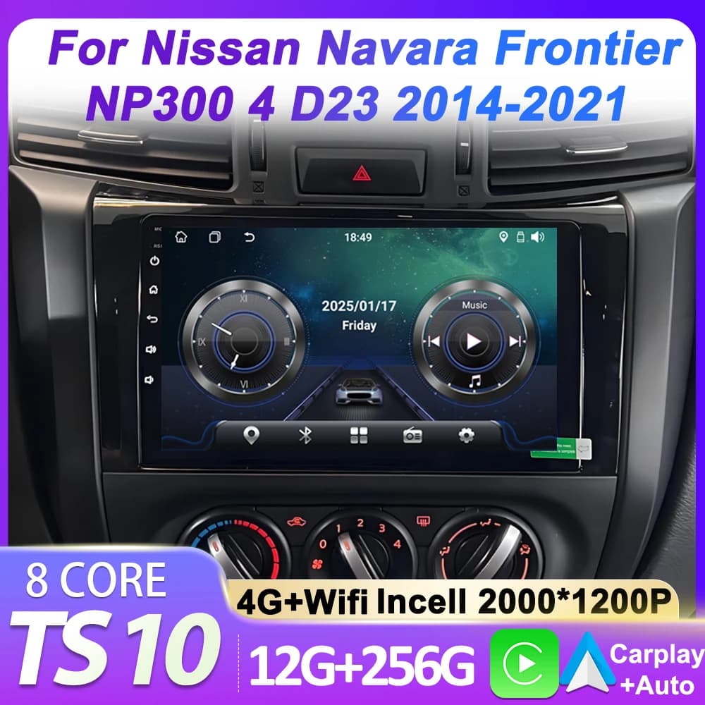 Android 14 2Din Autoradio Lettore Video Per Nissan Navara Frontier NP300 4 D23 2014-2021 Carplay Android Auto di Navigazione GPS