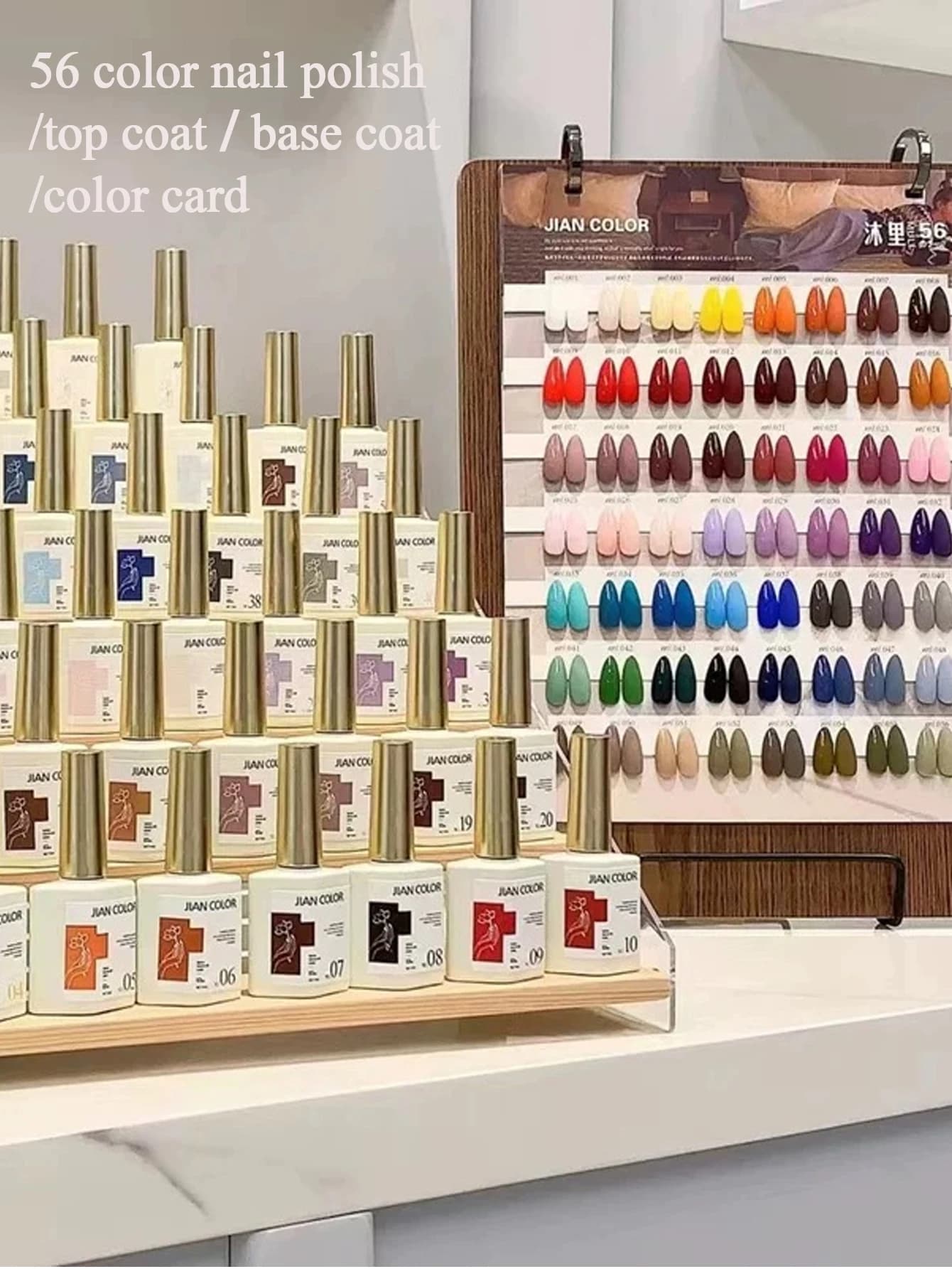 Set of nail polishes 56 colors 15 ml Top coat for nail art with primer, nail polish UV gel LED Soak Off with colored paper, nail art for Sum
