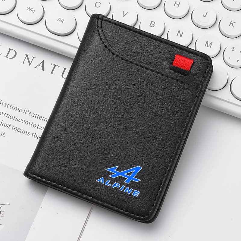 Portafoglio in Pelle con Logo Alpine per Kadjar, Twingo, Megane, Scenic, Kangoo, Captur, Porta Carte di Credito Mini, Portafoglio Portatile con Emblema Auto