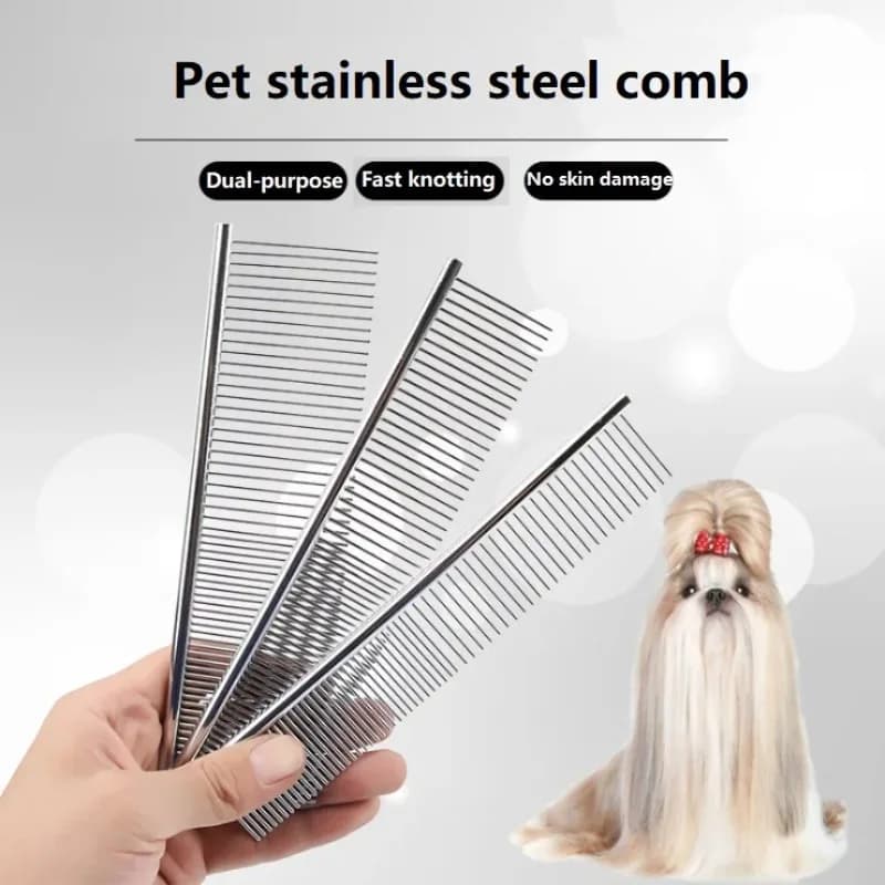 Pettine demolitore in acciaio inossidabile da 19/16 cm per capelli lunghi e spessi Spazzola per toelettatura animali domestici per cani e gatti per rimuovere la pelliccia Ideale per shaggy