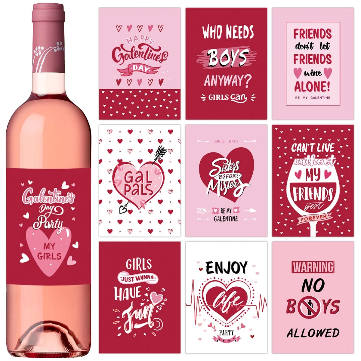 10 vintage stickers for Valentine's wine bottles, self-adhesive label for water bottles with heart design, Valentine's Day deacoração