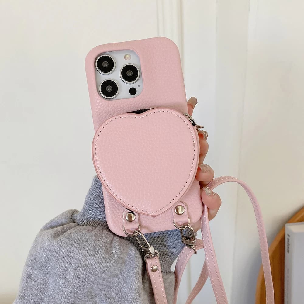 Zipper Crossbody earphone Case Cards Bag Coin Purse Wallet Cover For iPhone 15 Pro Max 14 Plus 13 12 11 XS XR 7 8 Se2022 Lanyard