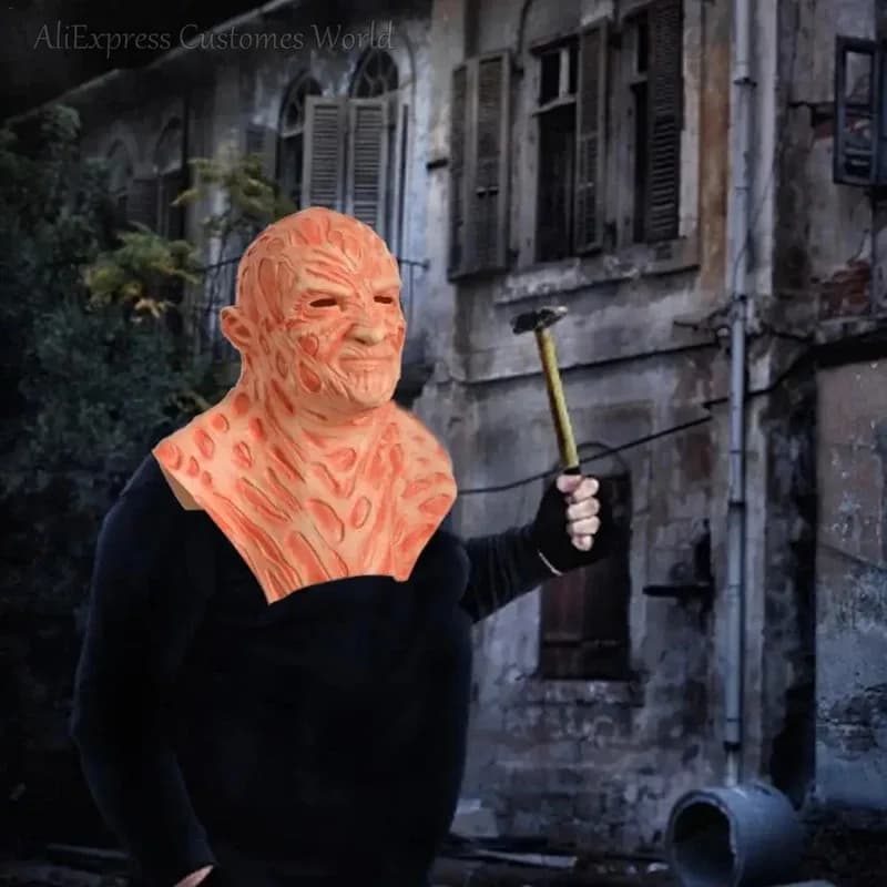 CyJason Maschera Film Spaventoso Copricapo in lattice Freddy Killers Cos Krueger Guanti Horror Cosplay per il costume della festa di Halloween per me