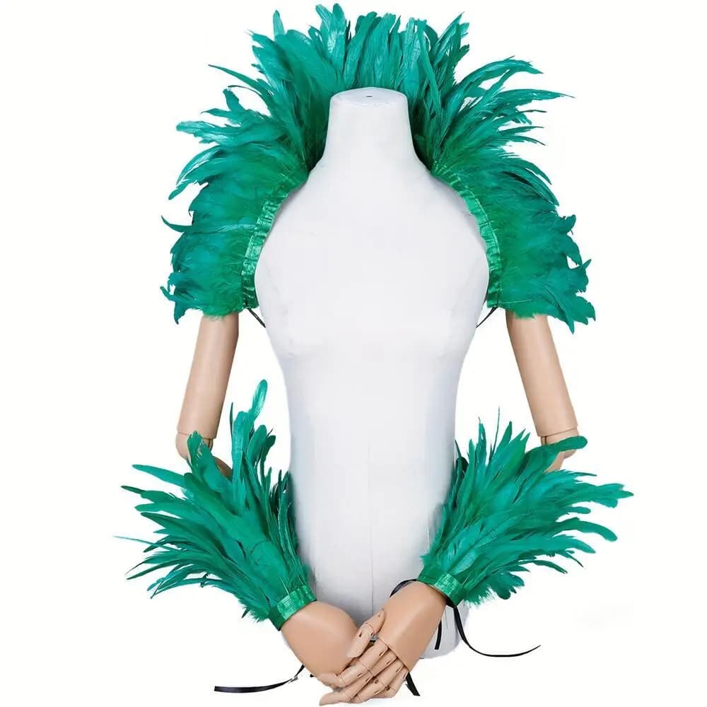 Elegante scialle da donna con piume rosse per Halloween Punk Cosplay Party Y2K Designer Style Carnevale Ballo mascherato Accessorio per ragazza