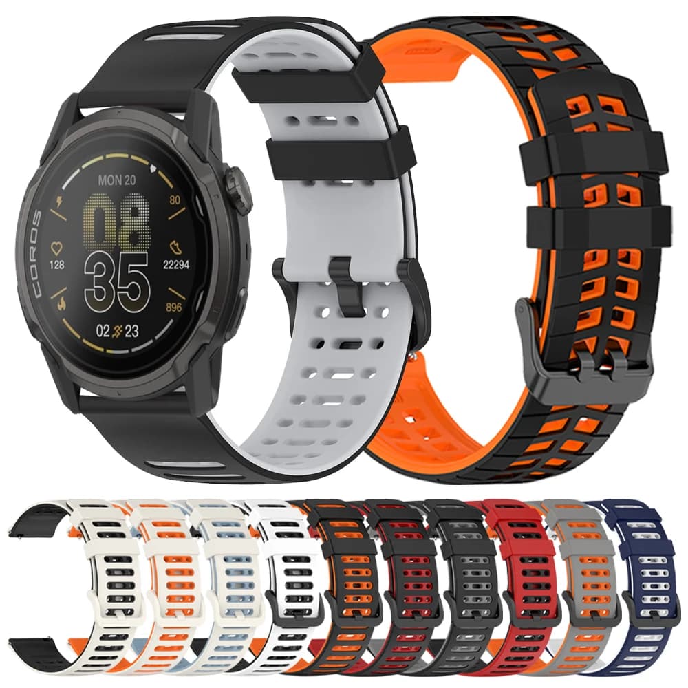 Cinturino sportivo in silicone da 22 mm per COROS PACE Pro 3/ APEX 4 42mm 2 Pro 46mm cinturino traspirante per SUUNTO RACE 2/RUN Sostituisci il braccialetto