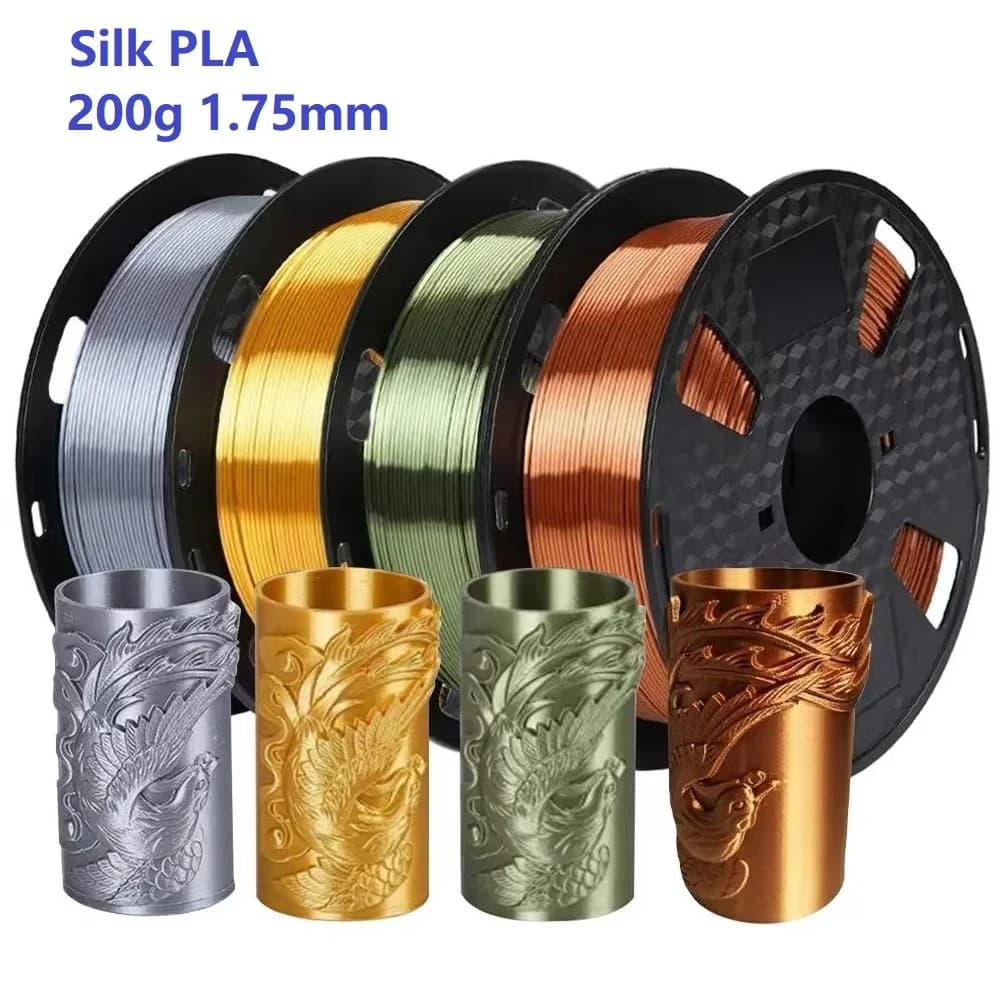 200G Silk Filament PLA 1.75mm FDM 3D Printer Plastic Material Polished Filament PLA Gold Silver Bronze Copper Vacuum Packaging