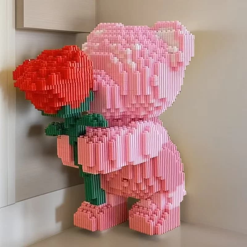 Blocchi di costruzione puzzle 3D con orsetto polline carino da 3458 pezzi - Giocattolo da costruzione con cartoni animati ad incastro, perfetto regalo di Natale o compleanno per 14 anni in su