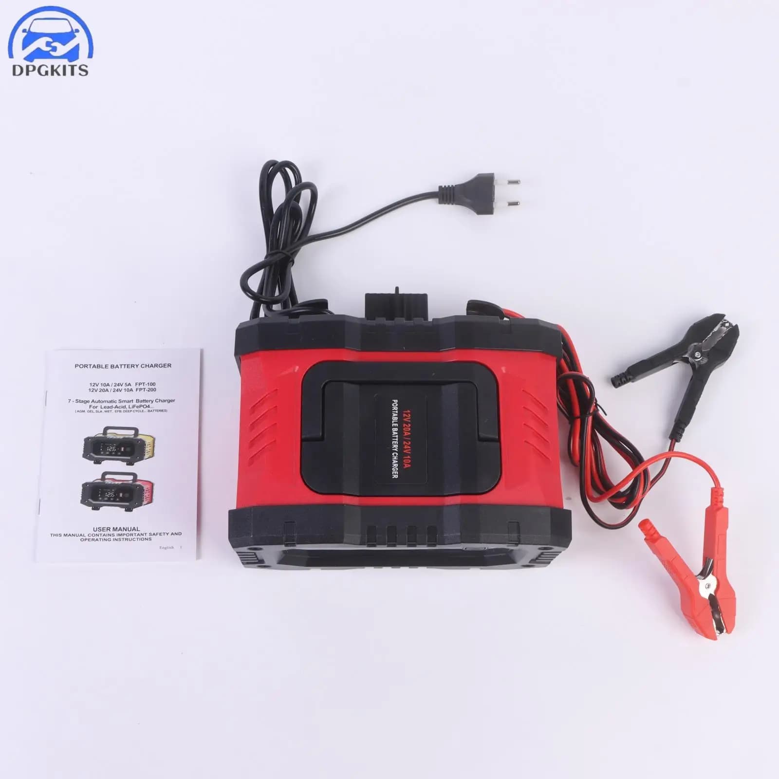 20A 300W 12V 24V Portable Charger, Automatic 7-phase Charging with Overvoltage and Overtemperature Protection