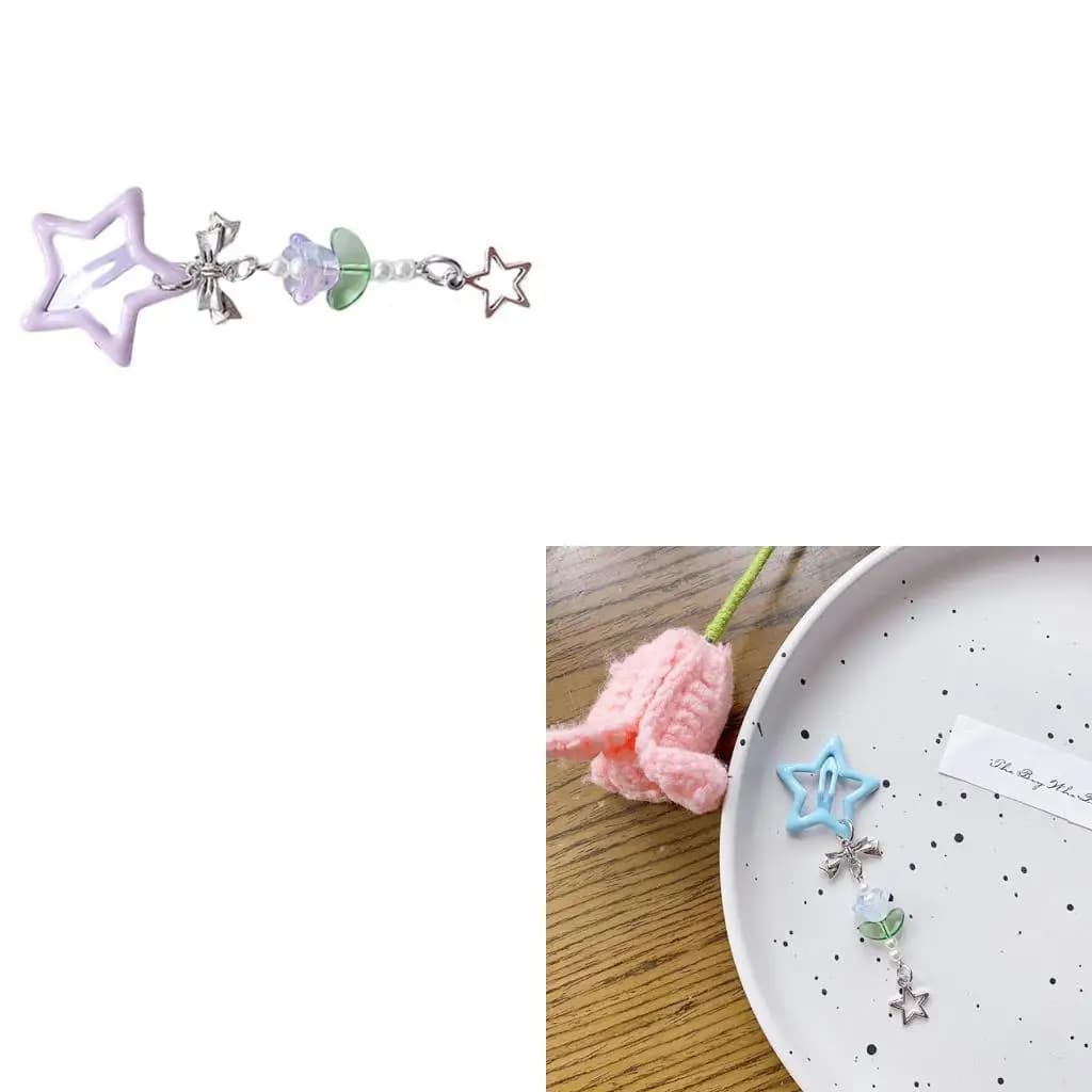 652F Forcina per capelli con stella colorata per adolescenti Donna Coda cavallo con frangia e ciondolo a forma fiore