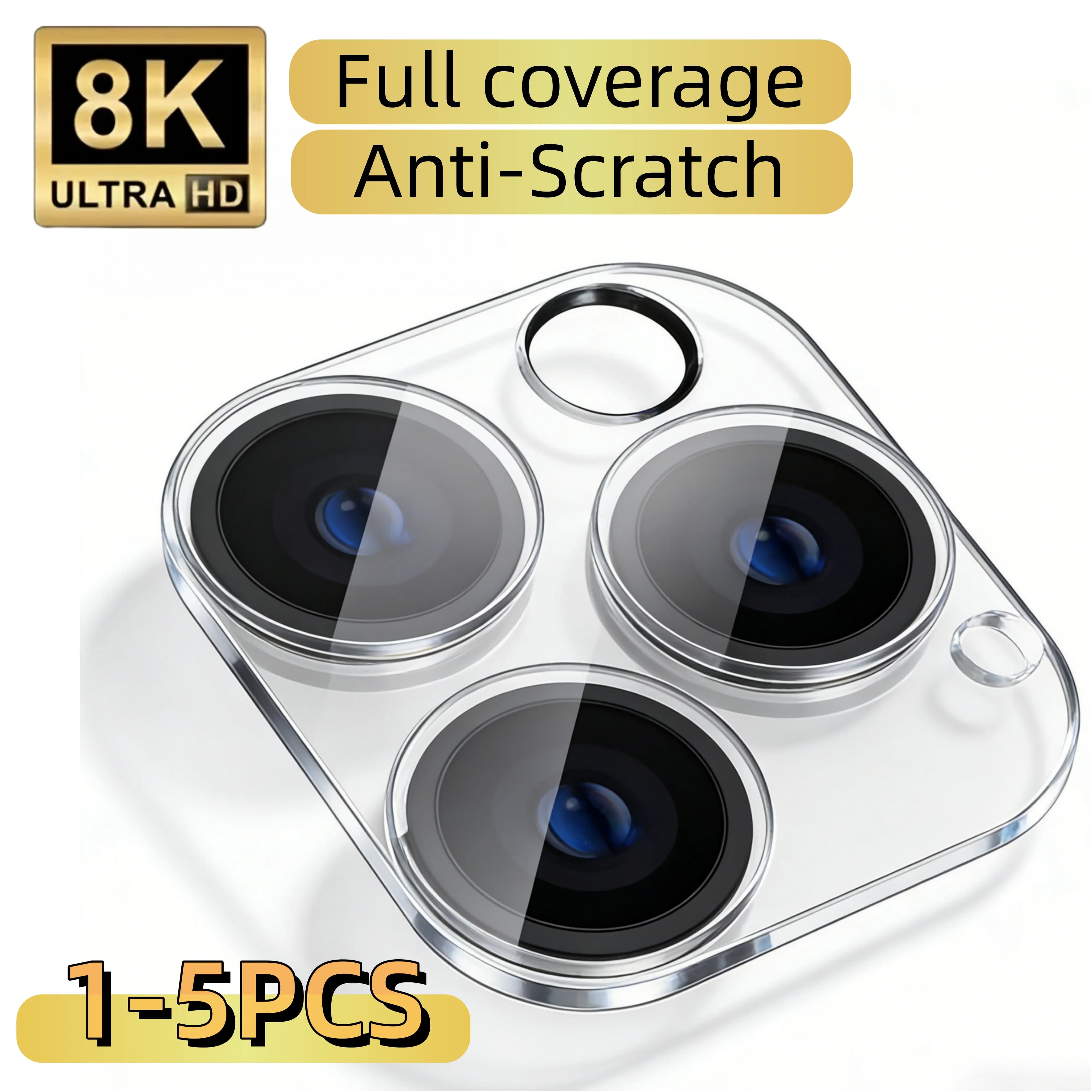 1-5 Pezzi Copriobiettivo per Fotocamera iPhone 15 14 13 12 11 X XS XR Pro Max Mini Plus, Pellicola Protettiva in Vetro Temperato