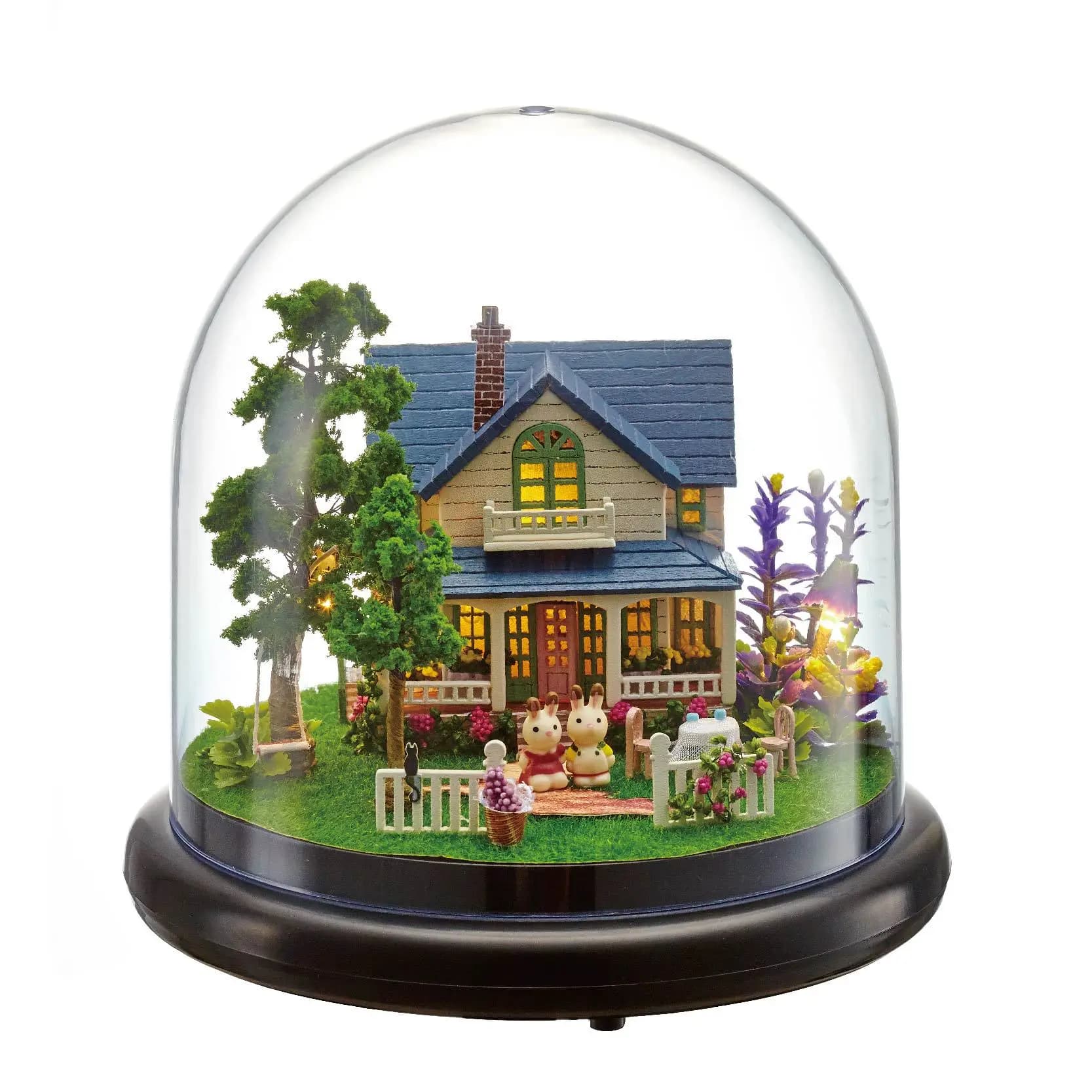Nuovo modello Villa Cottage Casa delle bambole fai da te Assemblato a mano Copertura trasparente Carillon creativo per inviare regalo di compleanno alla fidanzata p212