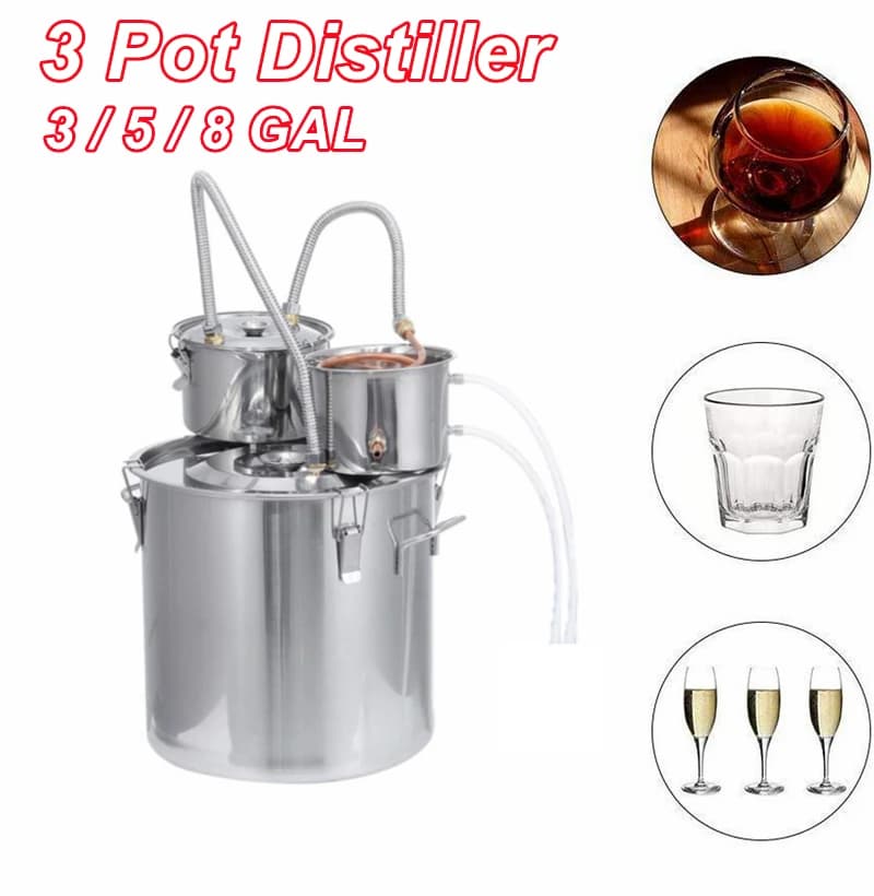 12/20L 3pot Distiller macchina per la produzione di vino alcool ancora rame inossidabile fai da te casa Brew acqua vino olio essenziale Kit per la produzione di olio