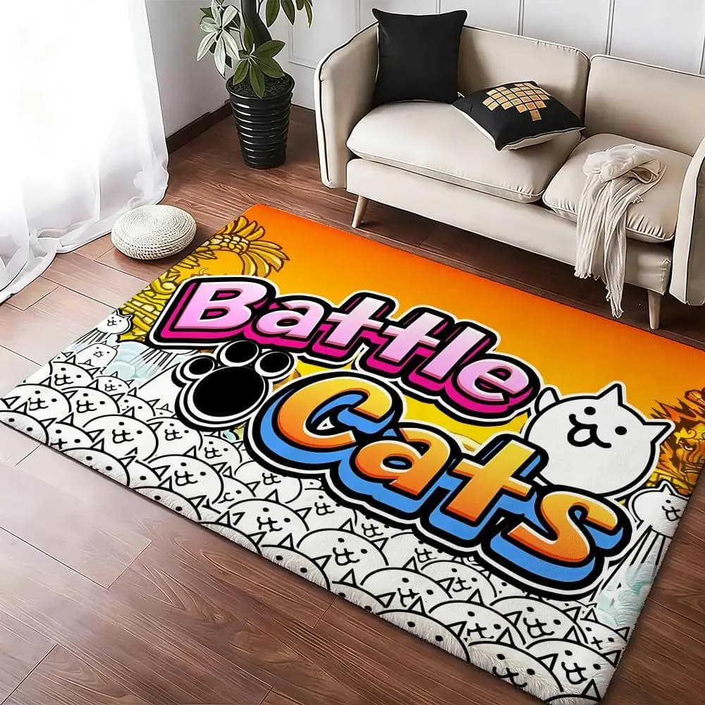 B-Battle Cats Anime floor mat, comfortable soft and thick flannel mat, non-slip, for living room, bedroom, kitchen, decorative carpets