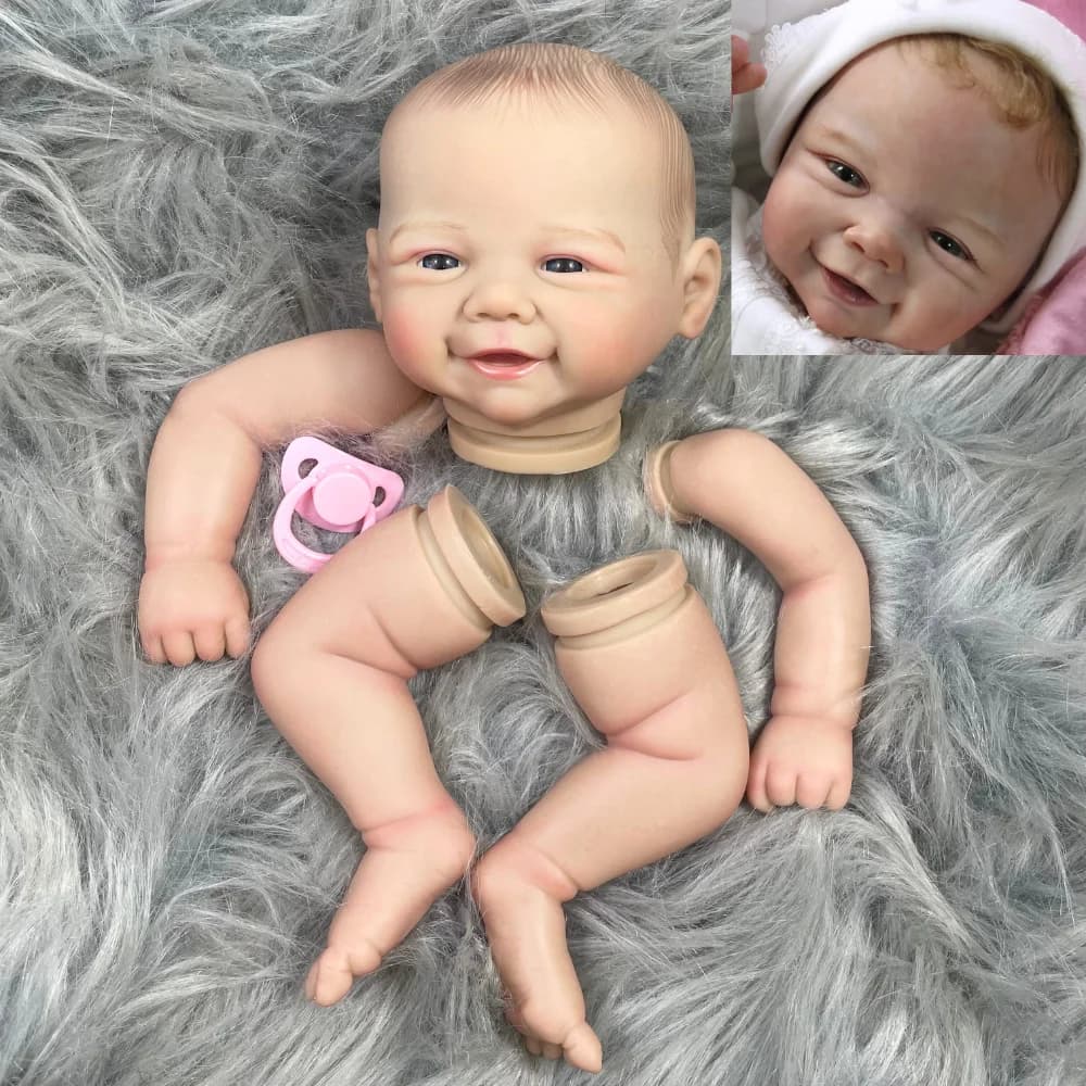 MRB 19 pollici già finito dipinto parti di bambola rinata Vivienne simpatico bambino pittura 3D con vene visibili corpo in tessuto incluso