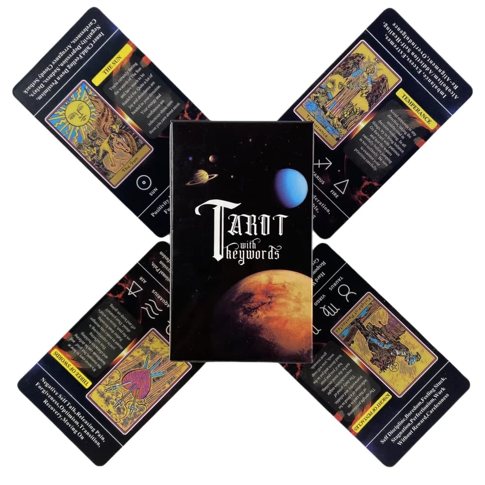 Tarocchi con carte di parole chiave per principianti e concetti di cognizione su di loro A 78 Deck Oracle English divinazione Edition Borad