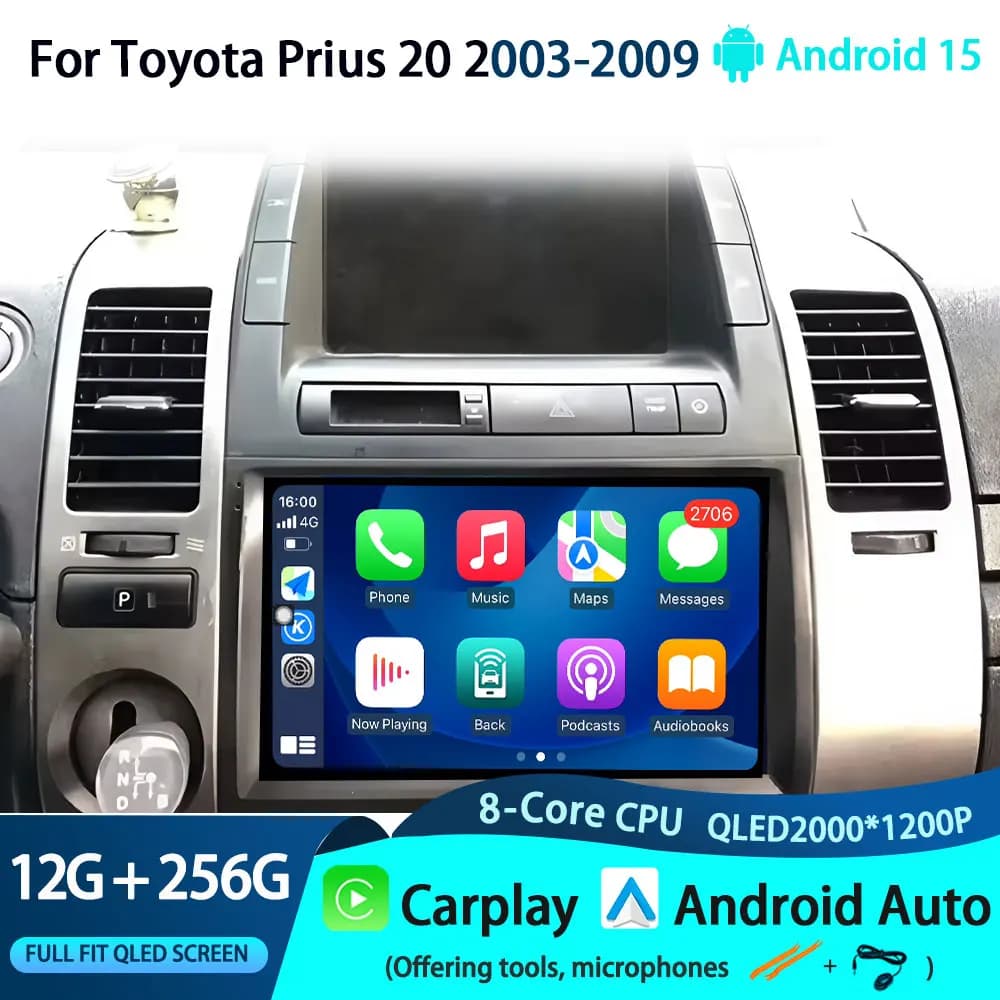 Android 15 Lettore Carplay Auto radio Per Toyota Prius 20 2003 2004 2005 2006 2007 2008 2009 no 2Din Lettore Multimediale Android