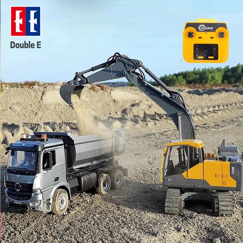 Double E E598 RC Escavatore In Lega Trattore 3 IN 1 EC160E 1/16 17CH Crawler Camion di Controllo Remoto Ingegneria Digger Giocattoli Ragazzi Bambini