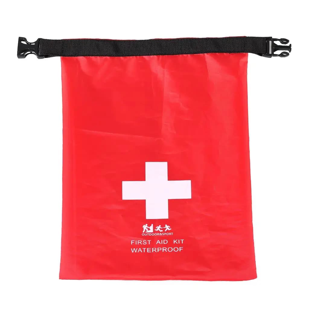 Kit di pronto soccorso impermeabile da 1,2 litri Borsa asciutta di emergenza per viaggi, campeggio, pesca, rosso