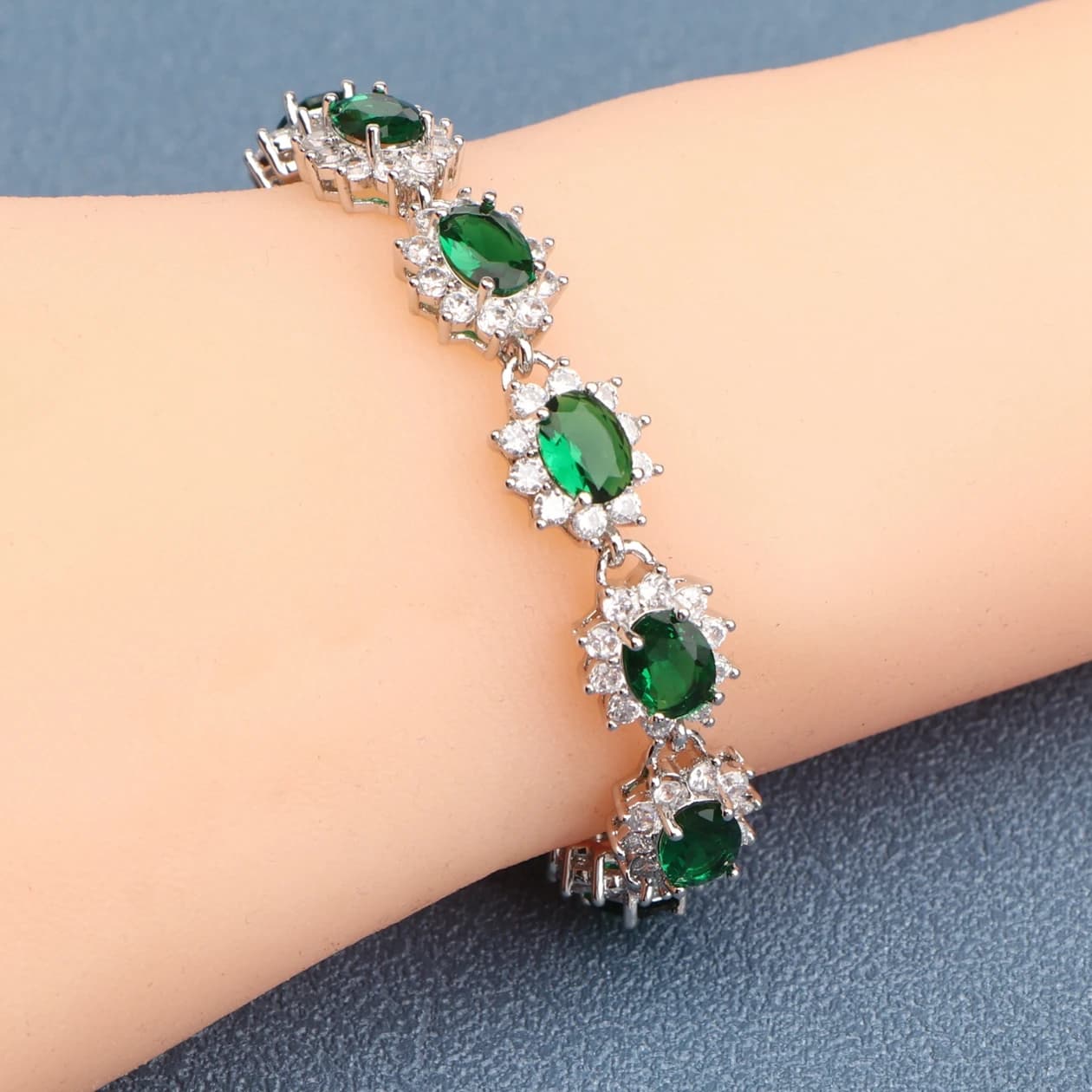 925 Silver Charm Cubic Zircon Bracelets For Women Wedding Jewelry 18+2CM Length