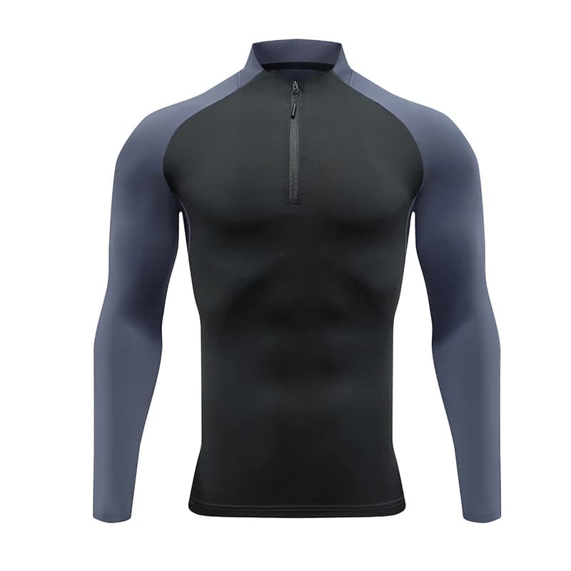 T-shirts for Men, Top from Gym, Compressive Sweatshirt for Running and Football, Sporty Clothing with High Collar