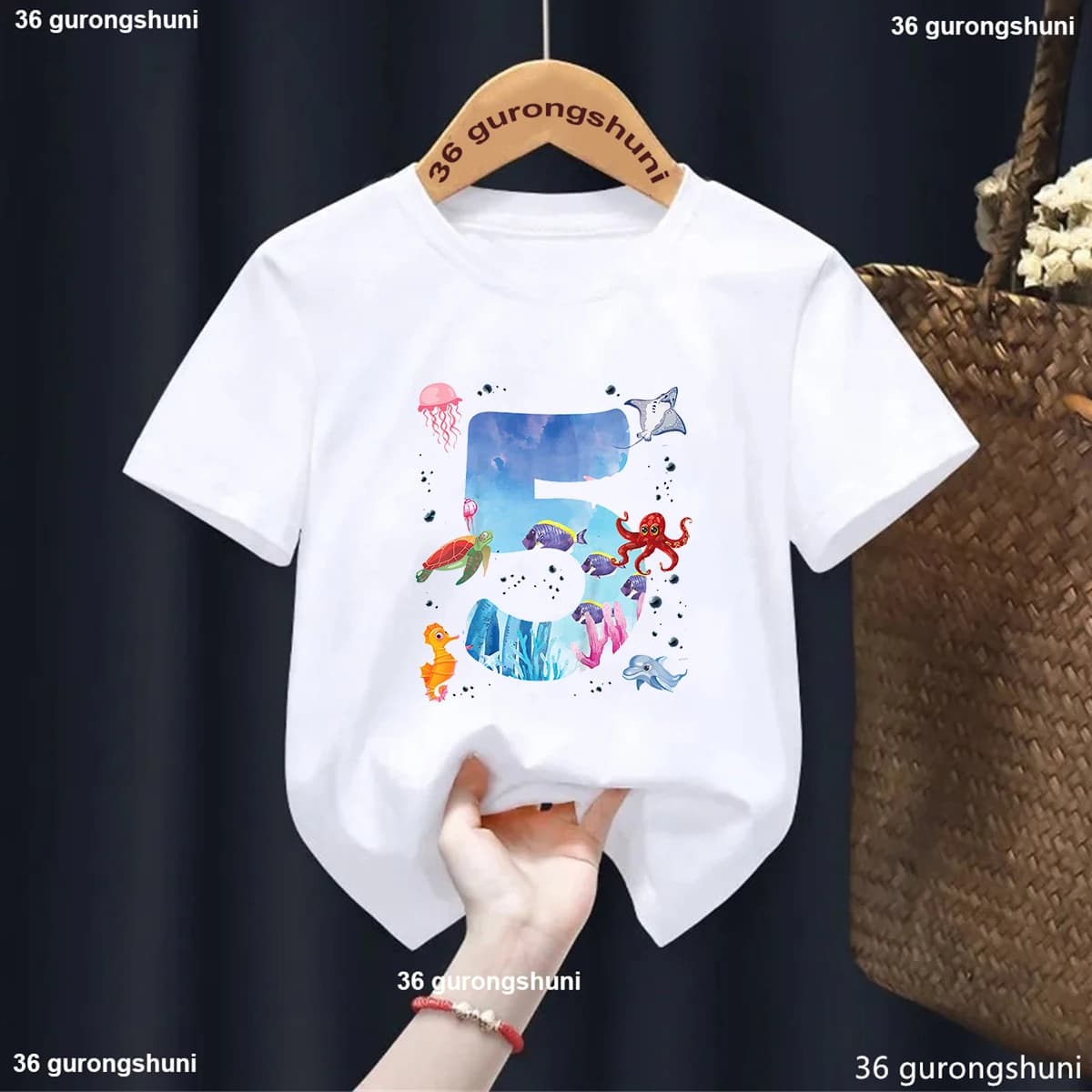 5th To 8th Birthday Party Ocean 8 Year Old Sea Fish Aquarium Boys Tshirt Marine Life Clothing Children'S Gifts Toddler T-Shirt