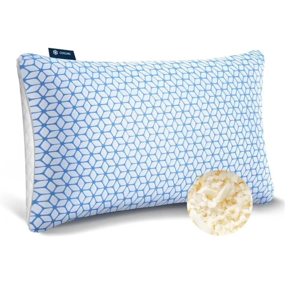 Cuscino per letto King Size, 1 pezzo, in memory foam triturato, regolabile, rinfrescante, morbido e di supporto per chi dorme su un fianco o sulla schiena