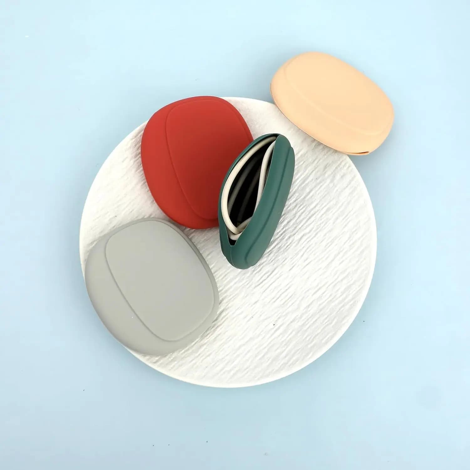 Organizer per cuffie in silicone, custodia per cuffie cablate, custodia per cavo dati, mini custodia per chiavi, portatile morbido e riutilizzabile