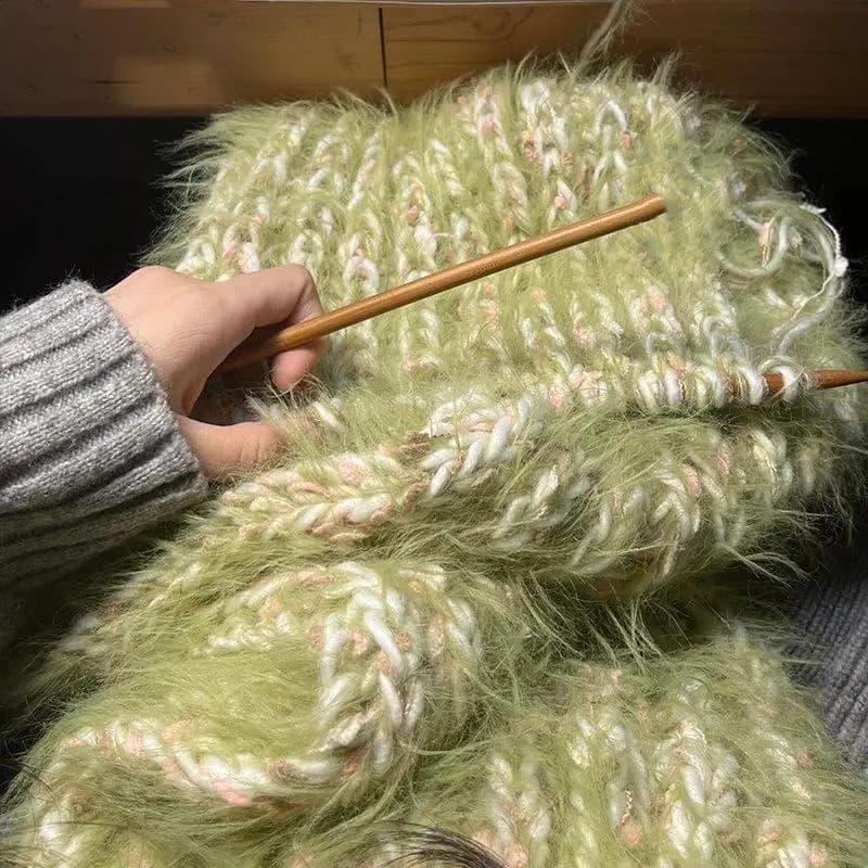 Handmade Long Fur Yarn for Hat Knitting Rainbow Cloud DIY Wool Yarn Scarf Knitting Needles Large Size Women's Fashion Accesso...
