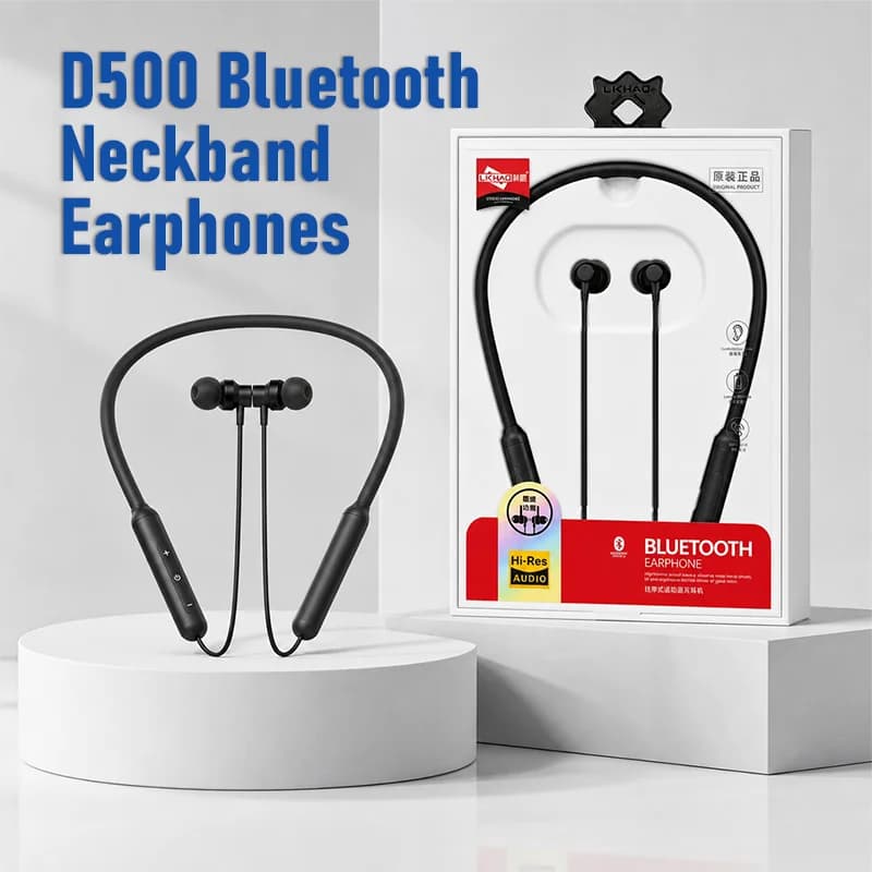 D500 Neckband Bluetooth 5.0 Headphones Magnetic Wireless Sports Earphones 18H Playback In-ear Stereo Earbuds Sweatproof Handsfree Calling Neck Hanging Headset with Inline Control For Running Gym Android iOS Smartphones