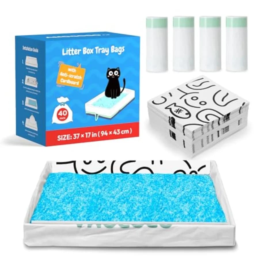 Confezione da 40 Sacchetti per Lettiera Compatibili con PetSafe Scoopfree Crystal Plus Pro Smart, Ricarica per Lettiera con Protezione Anti-graffio