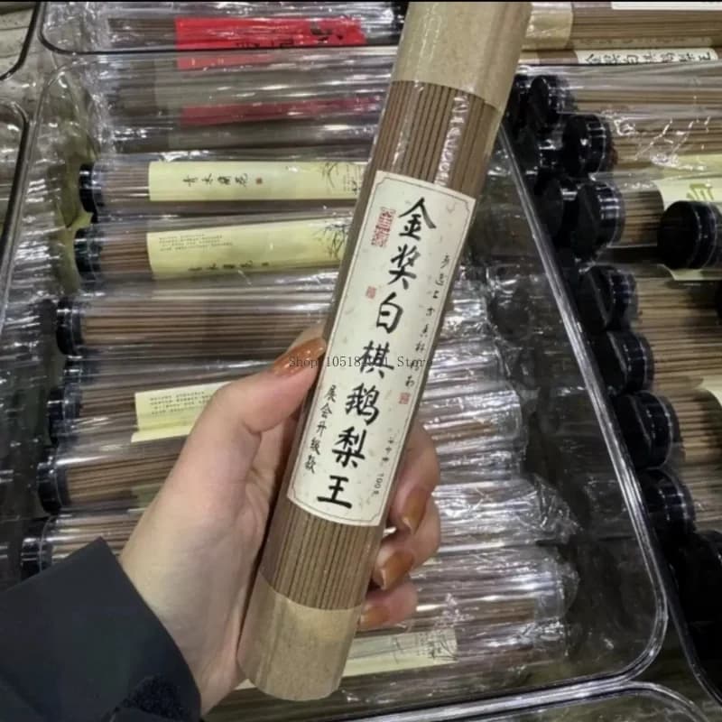 100g Natural Agilawood Goose Pear Incense Stick Temple Worship Study Room Home Purify Air Soothe Spirit Boost Spirit Joss Stick