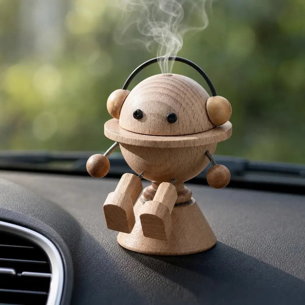 Car Wooden Essential Oil Diffusers Robot Wooden Doll Fragrance Dispersion Bedroom Decor Diffuser Car Home Room Fragrance