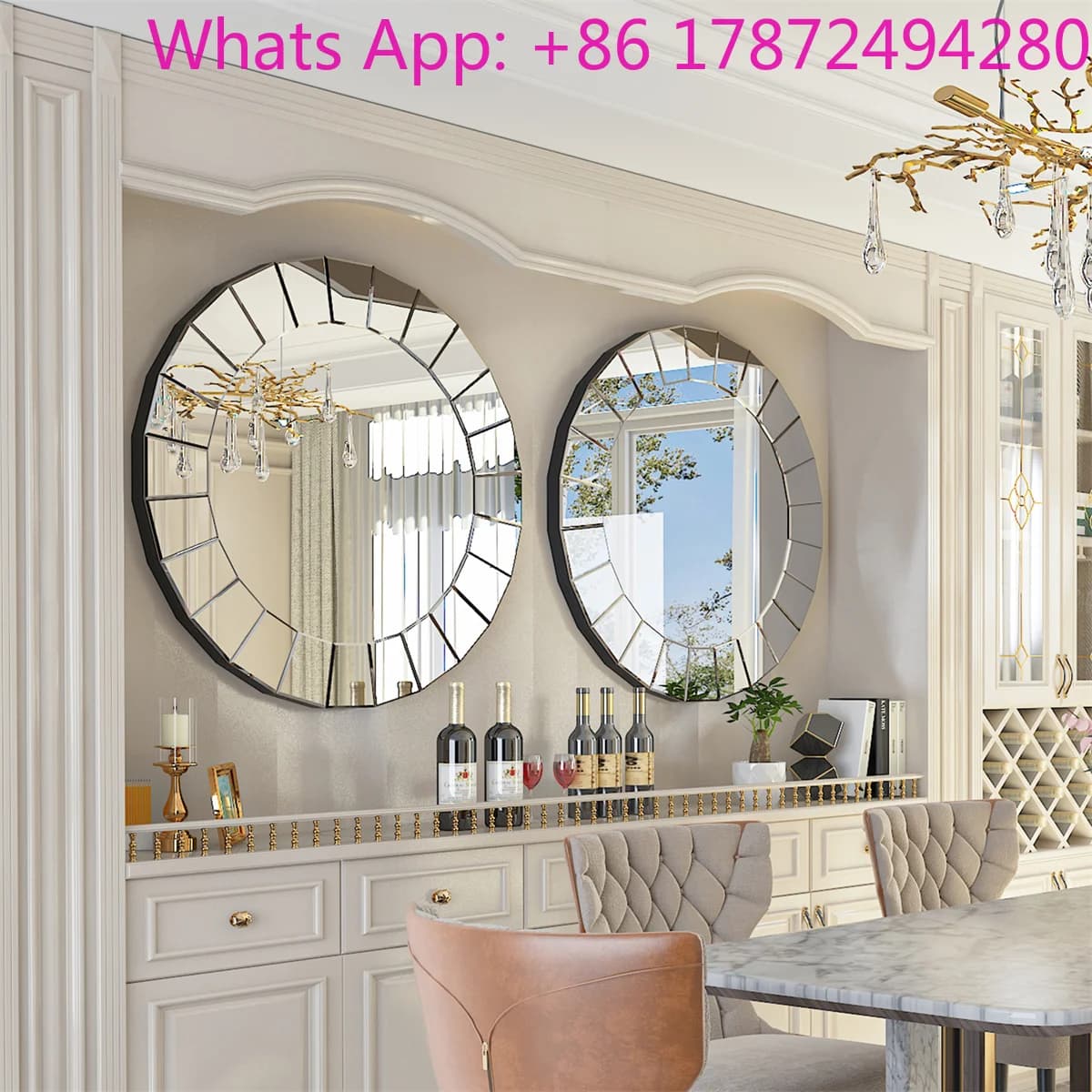 Specchio Decorativo Antico Veneziano per Arredamento Pareti, Camera da Letto, Bagno, Soggiorno, 31,5 Pollici, Grande Specchio Rotondo Decorativo