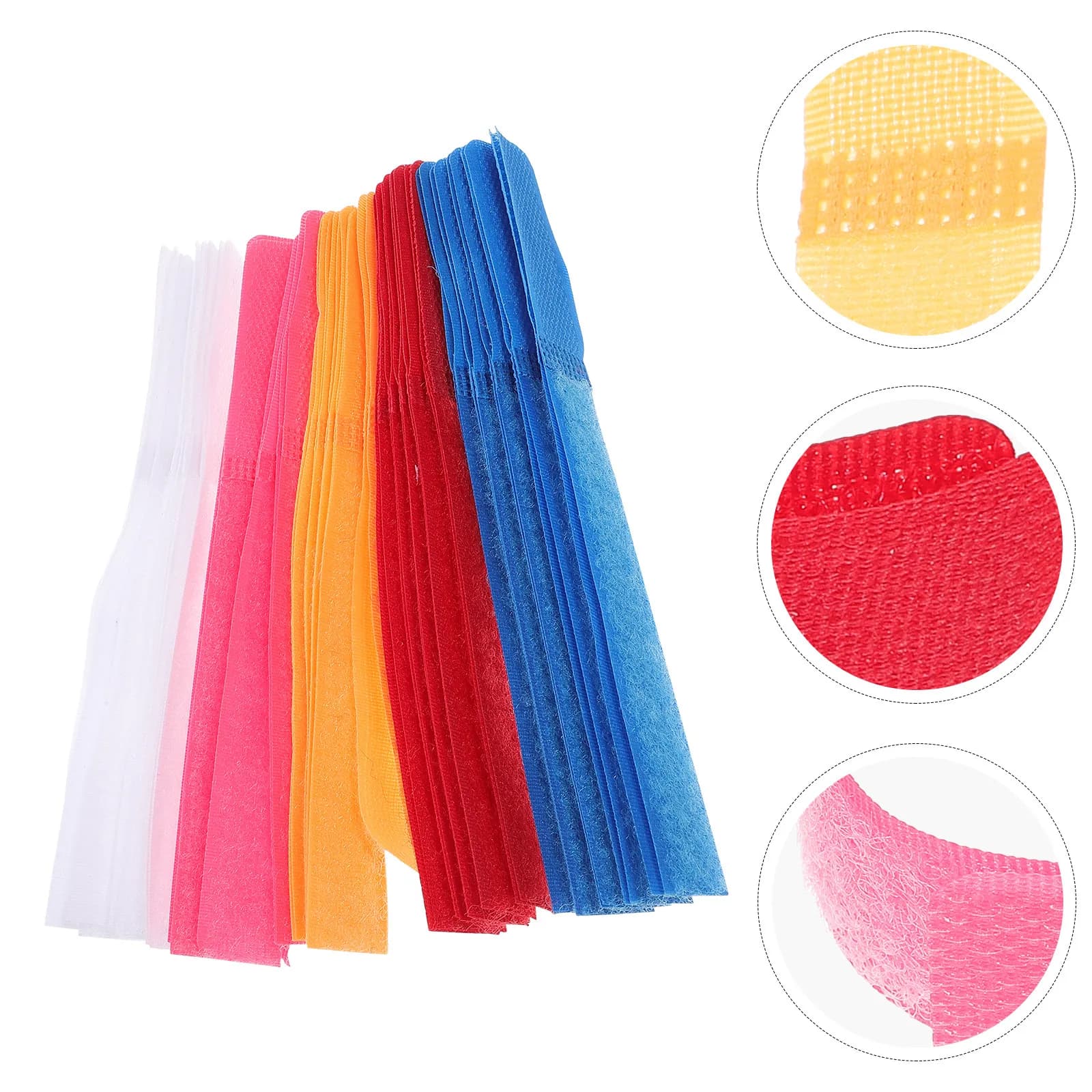 50 Pezzi Fascette per Cavi con Chiusura a Strappo Riutilizzabili, Organizzatore di Cavi per Elettrodomestici, Casa, Ufficio, Gestione Cavi USB, Poliestere Colorato