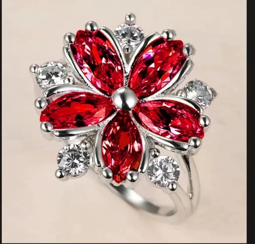 Anello Floreale Romantico in Rame con Zirconi, Anello a Fiore di Design di Nicchia Lusso Leggero, Vendita all'Ingrosso