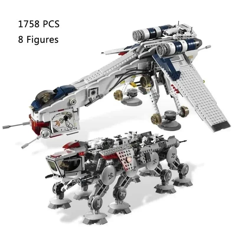 Set di Blocchi da Costruzione Republic Dropship 1758 Pezzi, Compatibile con AT-OT Walker 10195 05053, Regalo di Compleanno, Gioco Educativo