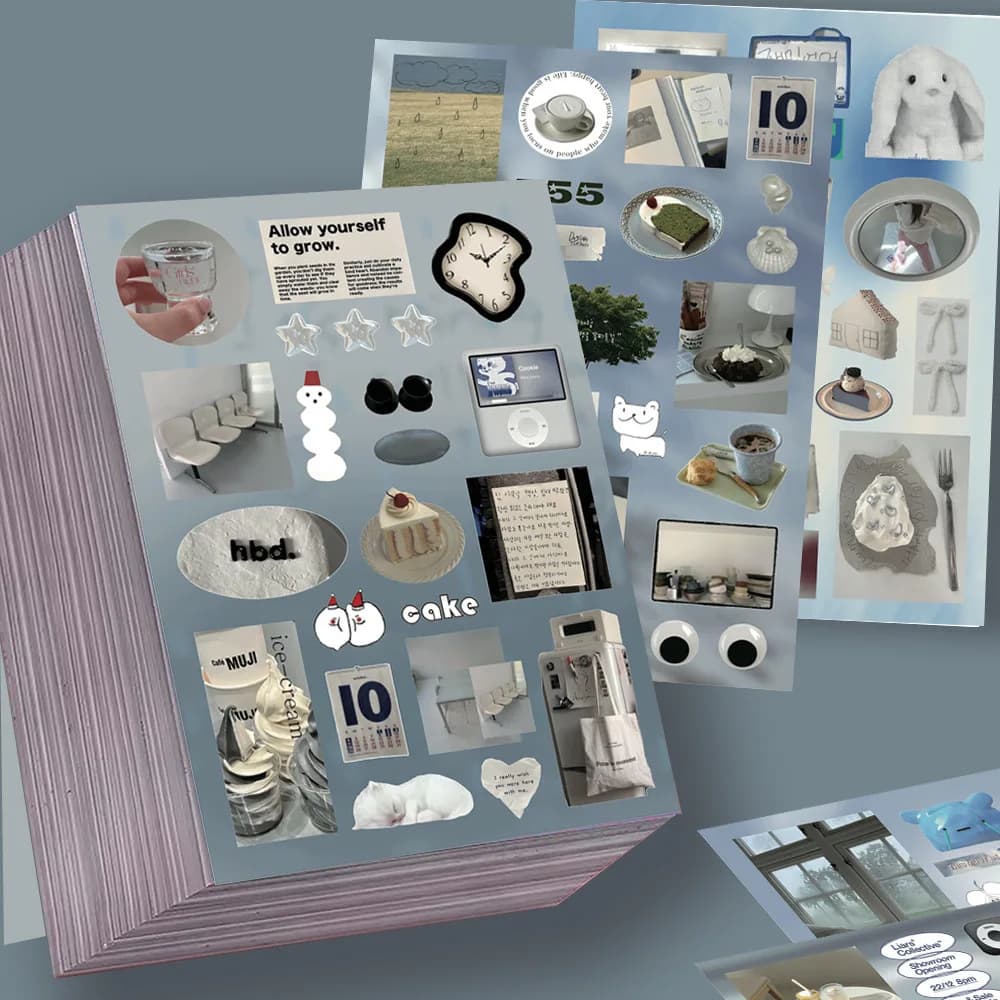 Ins Multi Theme Junk Journal Sticker Sheets Fruit Gothic Daily Object Collage Material for Planner Notebook DIY Scrapbook Crafts