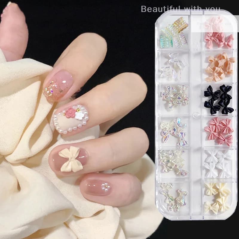12 griglie/scatola Miglioramenti per unghie Farfalla Paillettes Forme di fiocco a stella ultrasottili Glitter sfumati Decorazioni per nail art Accessori